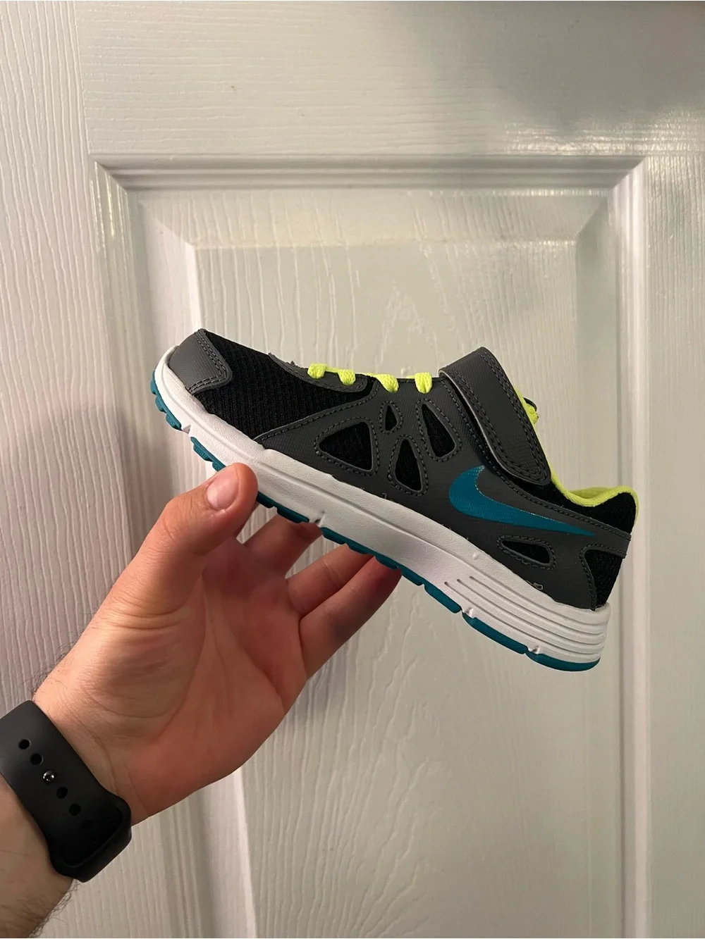Nike Kids Gray, Teal & Neon Yellow Athletic Sneakers